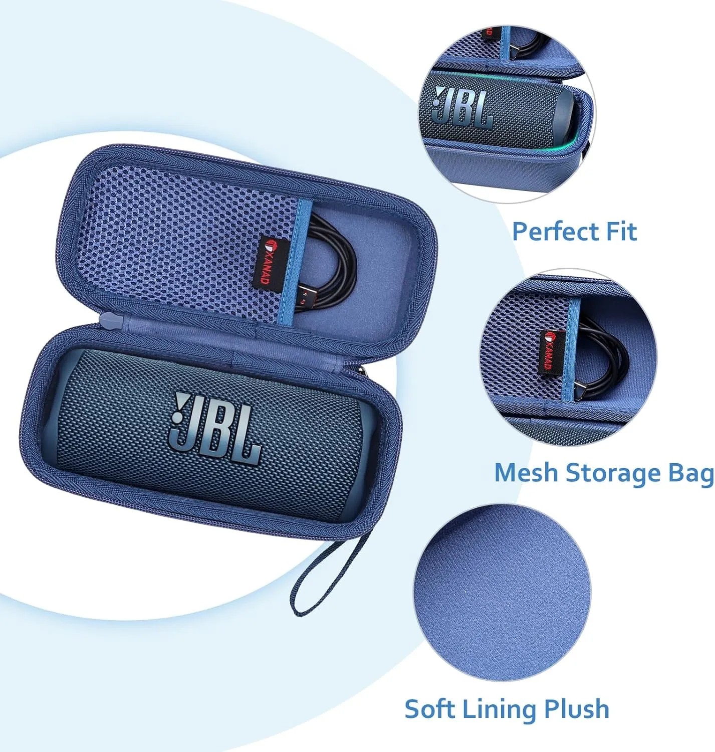 XANAD Hard Case Compatible with JBL Flip 7/6 /5 Essential or Sono Roam 2/1 Waterproof Portable Speaker- Travel Carrying Storage Protective Bag（Blue）
