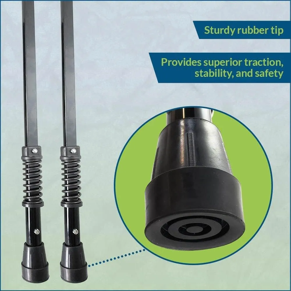 York Nordic - Spring Cushion Crutches Perfect for Sports Injuries and Travel - Heights 4'7" to 6'6" - Adjust Down to 22" for Travel