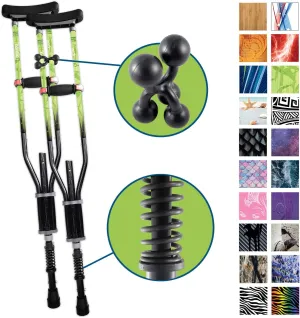 York Nordic - Spring Cushion Crutches Perfect for Sports Injuries and Travel - Heights 4'7" to 6'6" - Adjust Down to 22" for Travel