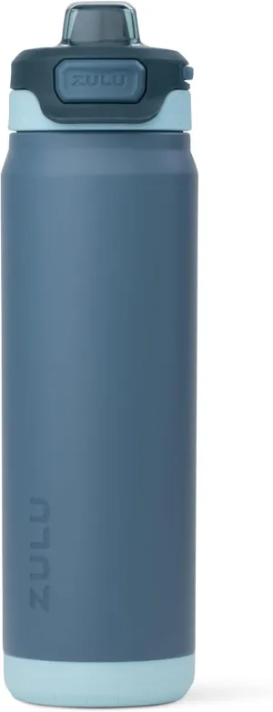 ZULU Powerfill Pro 24oz Stainless Steel Water Bottle with Quick Fill Lid, Triple Walled Vacuum Insulated Metal, Leak Proof Locking Lid, Sip and Chug, Reusable BPA Free, High Tide