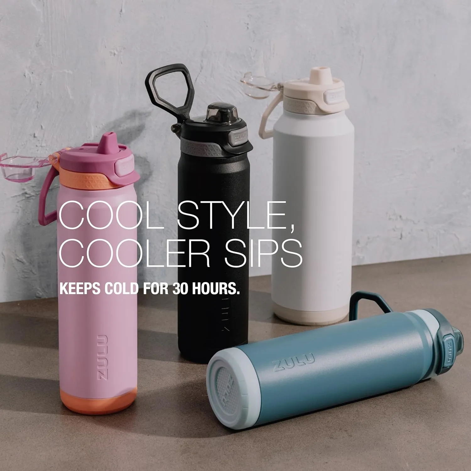 ZULU Powerfill Pro 32oz Stainless Steel Water Bottle with Quick Fill Lid, Triple Walled Vacuum Insulated Metal, Leak Proof Locking Lid, Sip and Chug, Reusable BPA Free, White