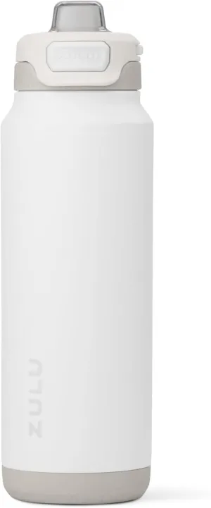 ZULU Powerfill Pro 32oz Stainless Steel Water Bottle with Quick Fill Lid, Triple Walled Vacuum Insulated Metal, Leak Proof Locking Lid, Sip and Chug, Reusable BPA Free, White